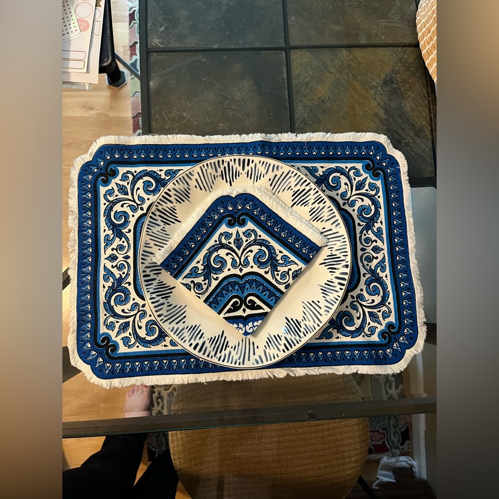 Vintage Blue and White Kitchen Linens Set